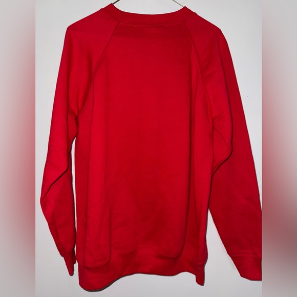 Vintage Christmas Santa Sweatshirt Medium Red Crewneck Pullover Hand Painted USA - Picture 4 of 5